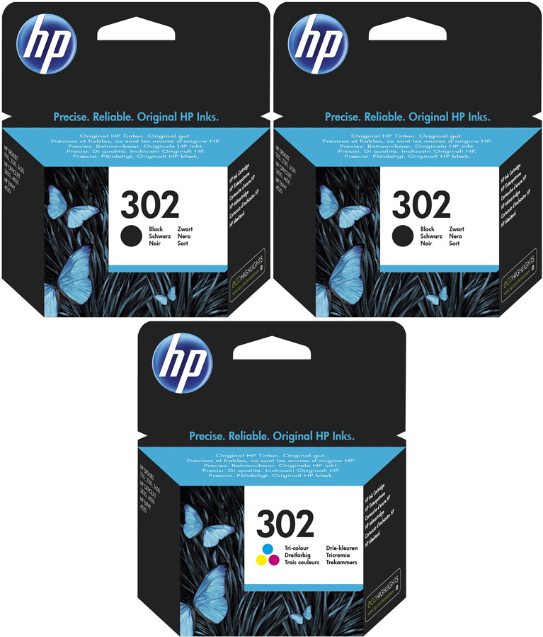 Original HP Patronen 302 F6U66AE F6U65AE 3er Set Mehrfarbig