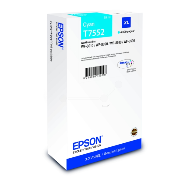 Original Epson C13T75524N / T7552 Tintenpatrone cyan