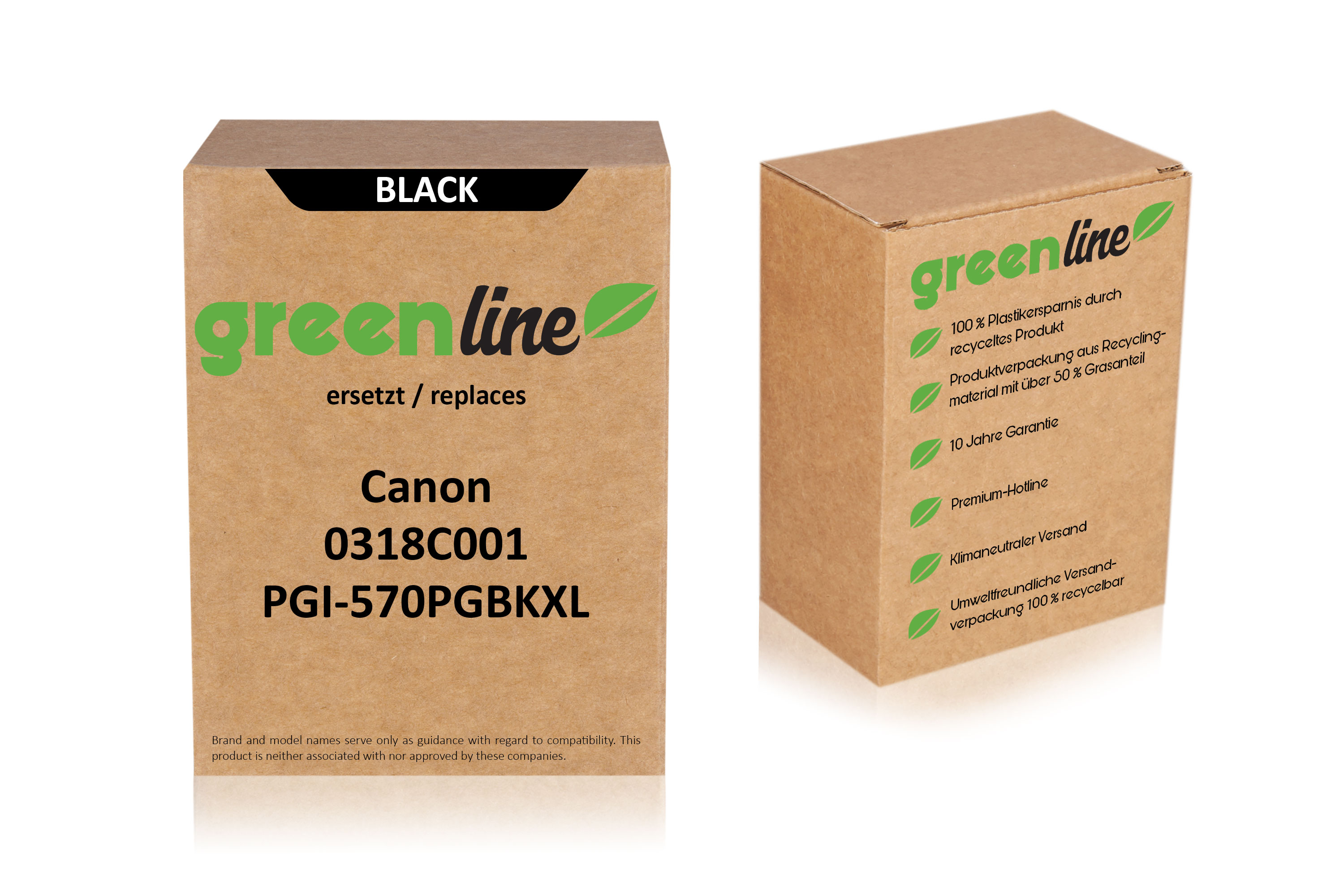 greenline ersetzt Canon 0318 C 001 / PGI-570 PGBKXL Tintenpatrone, Pigment schwarz