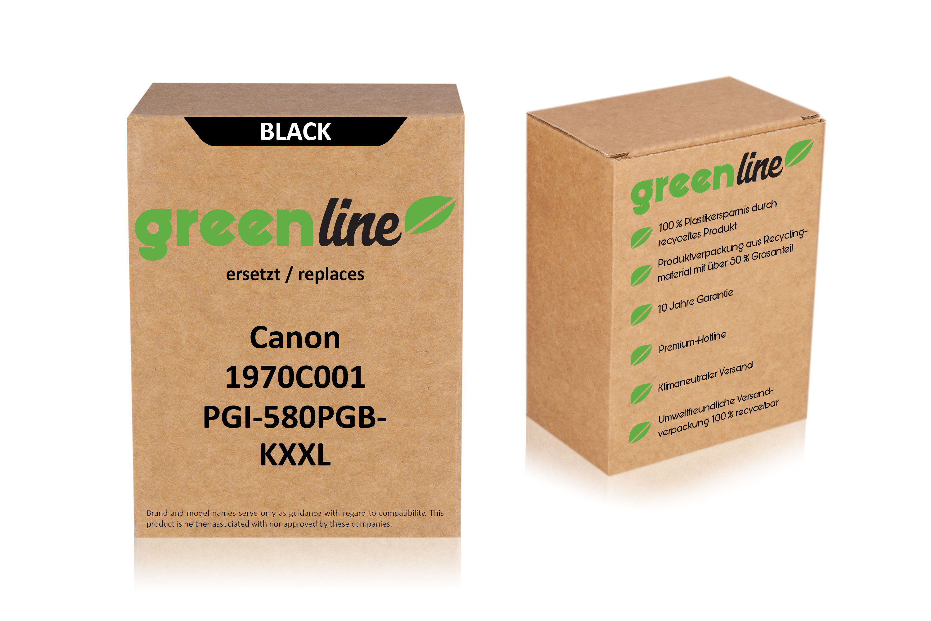 greenline ersetzt Canon 1970 C 001 / PGI-580 PGBKXXL Tintenpatrone, Pigment schwarz
