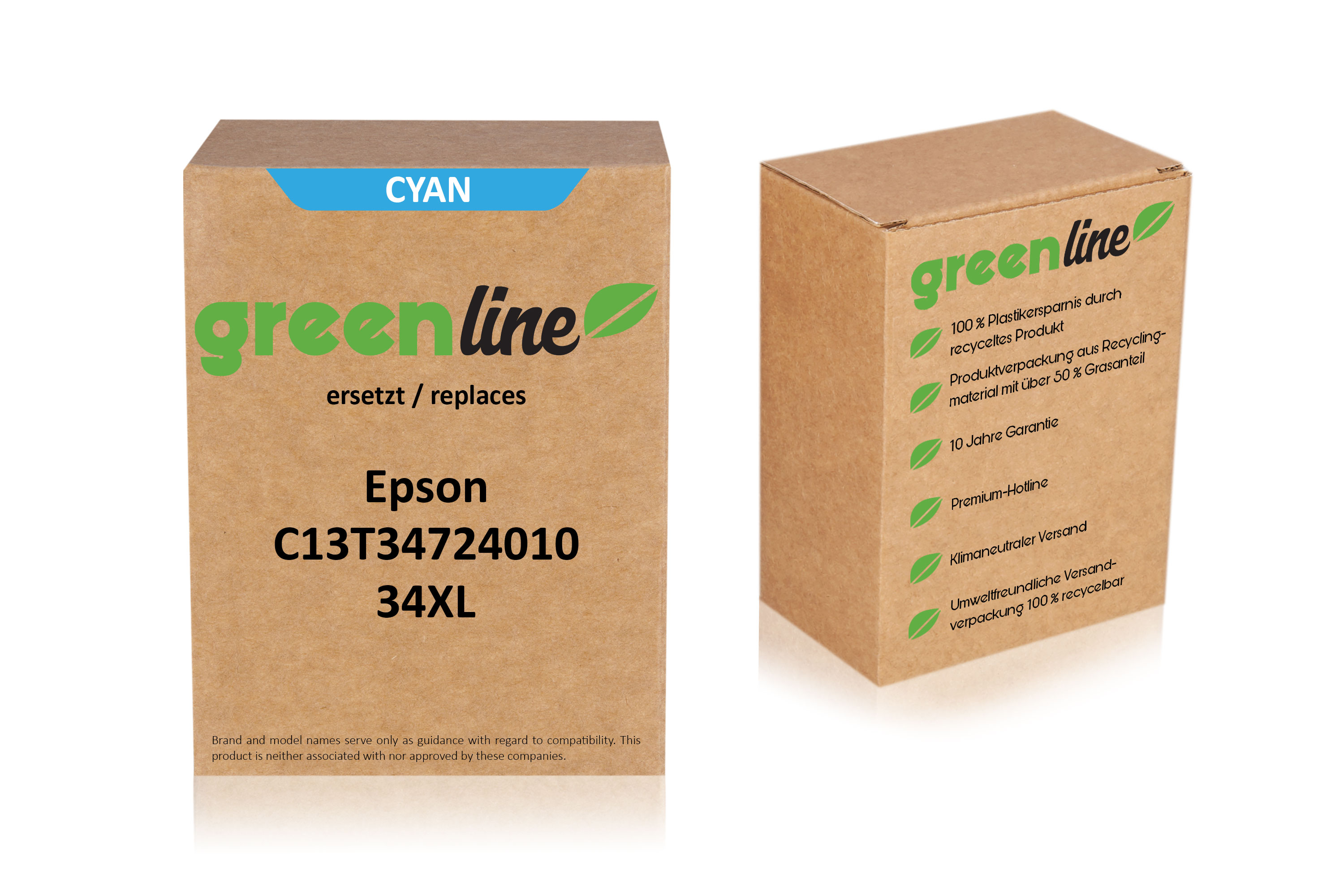 greenline ersetzt Epson C13T34724010 / 34XL Tintenpatrone, cyan