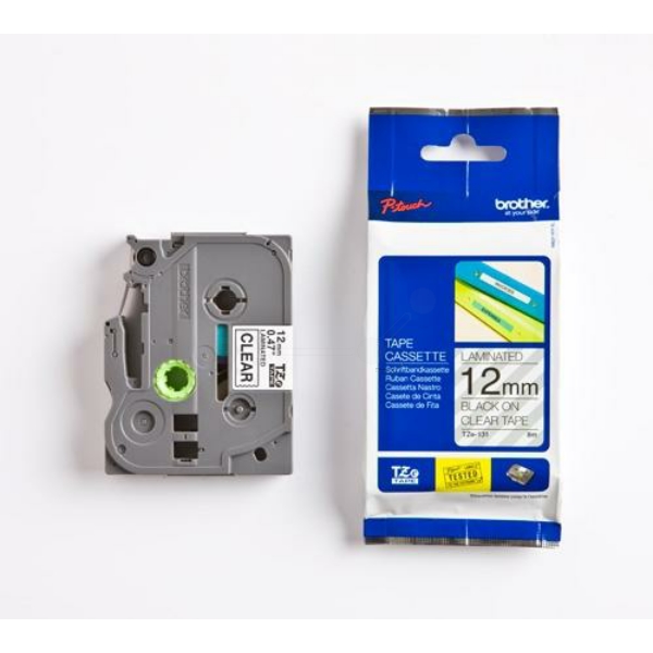 Original Brother TZE131 P-Touch Farbband schwarz auf transparent Laminat 12mm x 8m
