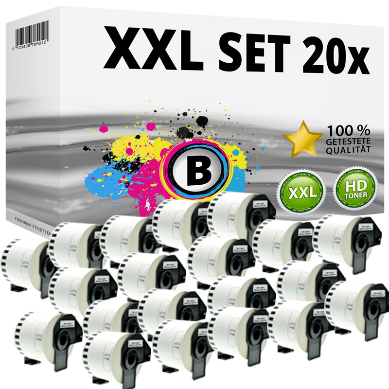 Multipack Kompatibel zu Brother DK-22205 Tape enthält 20x Endlos-Etikett