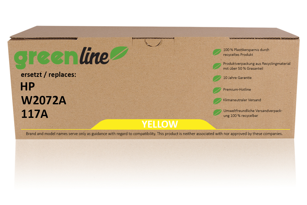 greenline ersetzt HP W 2072 A / 117A XL Tonerkartusche, gelb