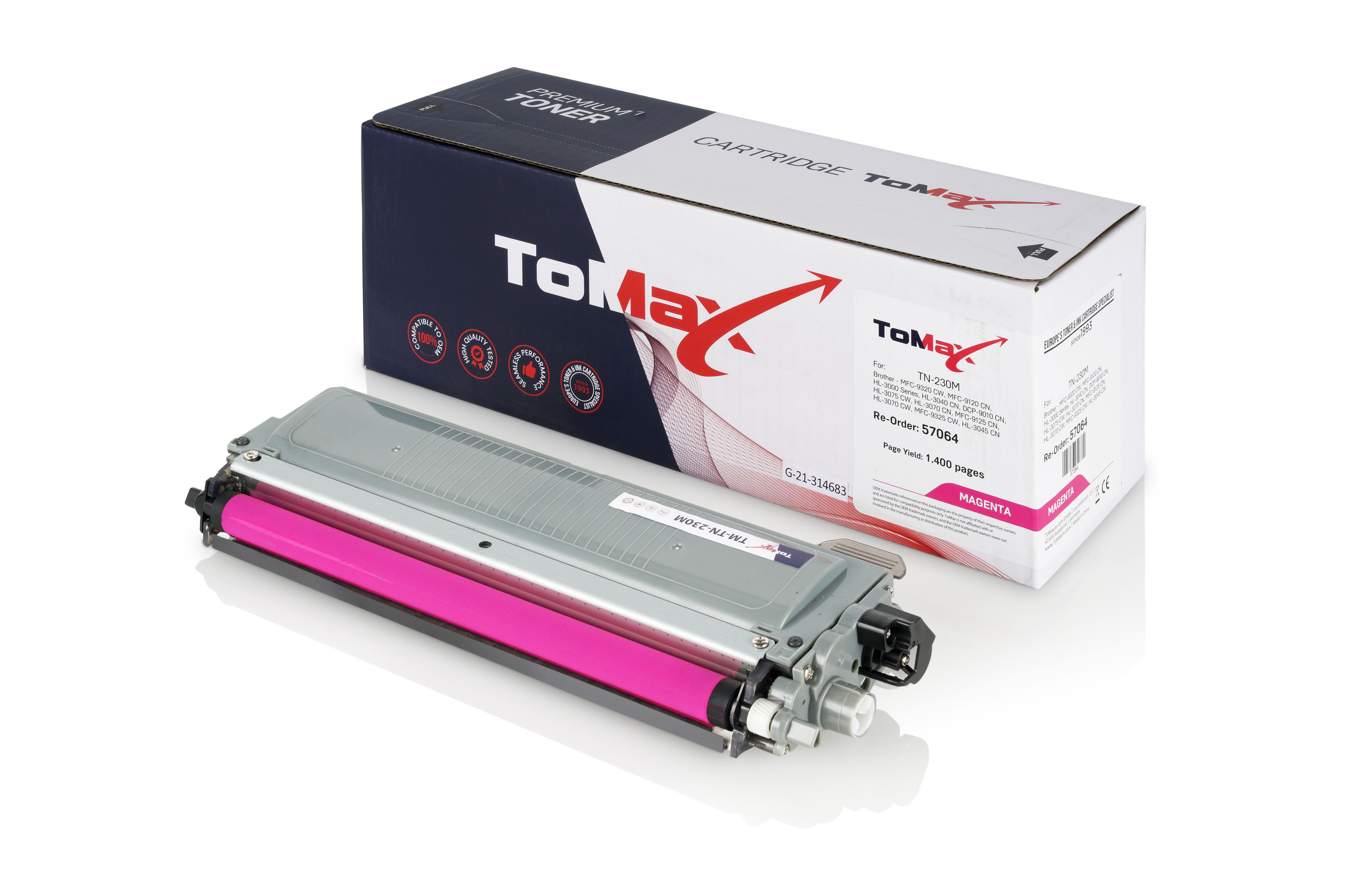 ToMax Premium ersetzt Brother TN-230M Toner, magenta