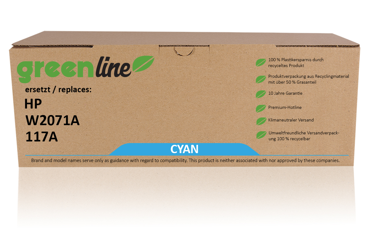 greenline ersetzt HP W 2071 A / 117A XL Tonerkartusche, cyan