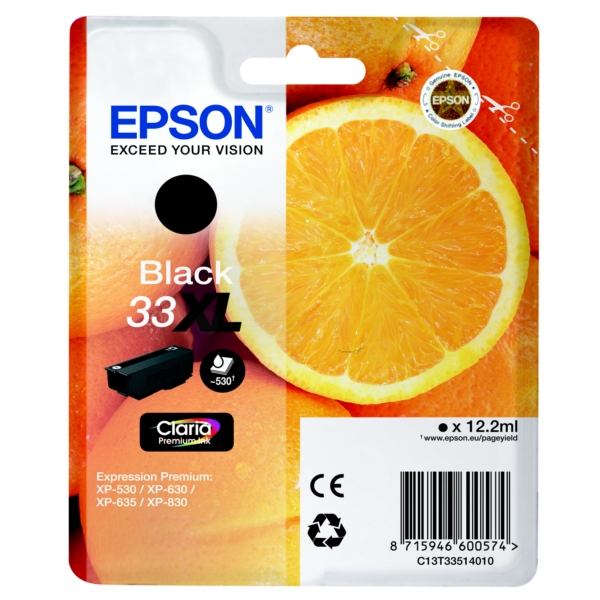 Original Epson C13T33514012 / 33XL Tintenpatrone schwarz